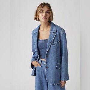Levi’s Stella Relaxed Denim Blazer Jacket Medium Wash Tailored NWT Size M